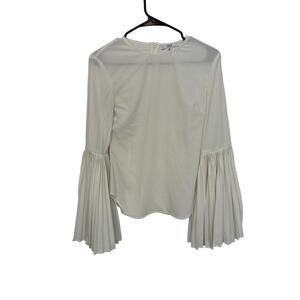 Asilio Built Of Glass Top White Long Pleat Sleeve Blouse XS Victorian CastleCore